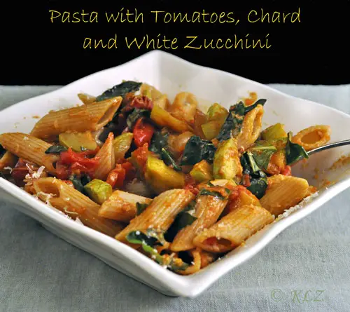Pasta with Zucchini, Tomatoes and Chard