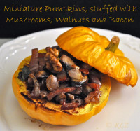 Miniature Pumpkin, Stuffed with Mushrooms, Walnuts and Bacon