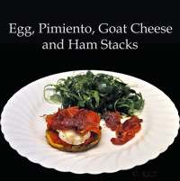 Egg, Pimiento, Goat Cheese and Ham Stacks