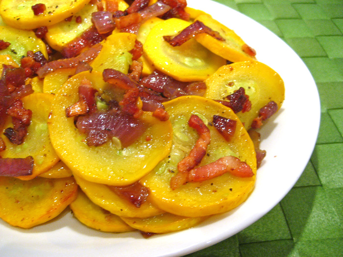 Summer Squash with Bacon & Onion