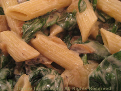 Pasta with Spinach, Mushrooms and Chevre