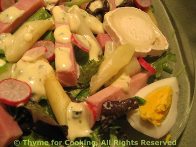 Spring Greens Salad with Ham and Asparagus