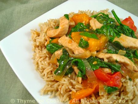 Stir-Fried Turkey with Spinach and Tomatoes