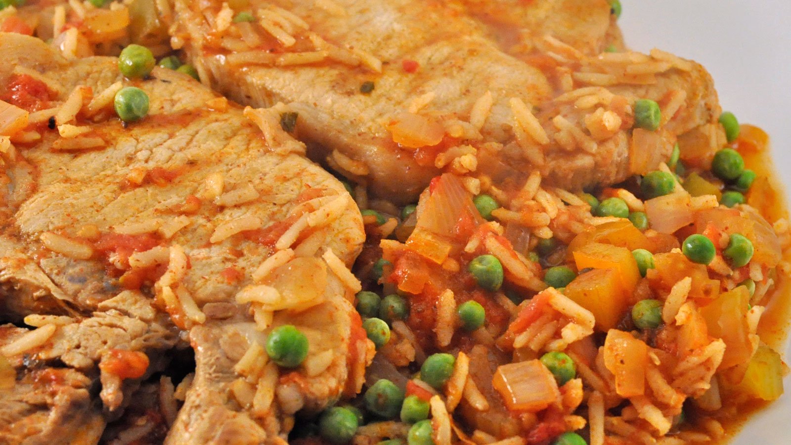 Pork Chops with Spanish Rice; eating around the world · Thyme for Cooking