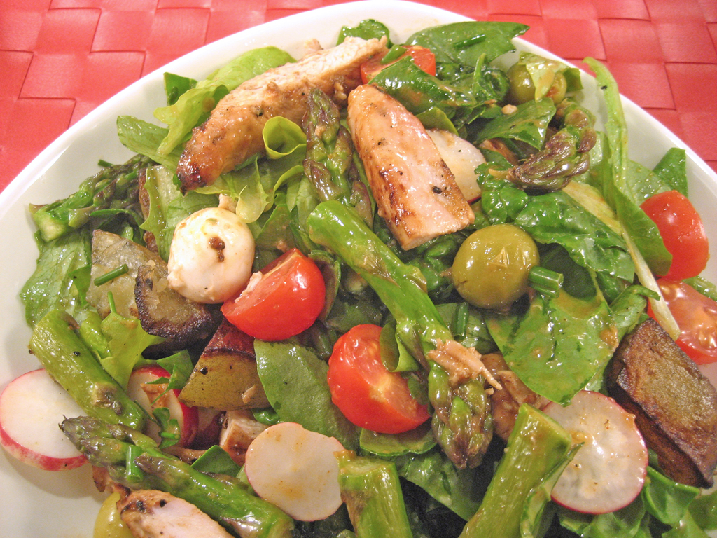 Salad with Chicken, Potatoes, & Asparagus