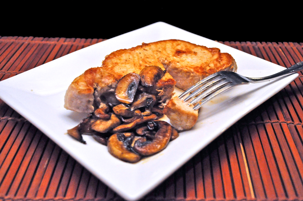 Pork "Steak" with Sautéed Mushrooms
