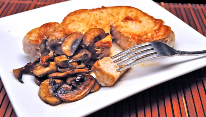 Pork "Steak" with Sautéed Mushrooms